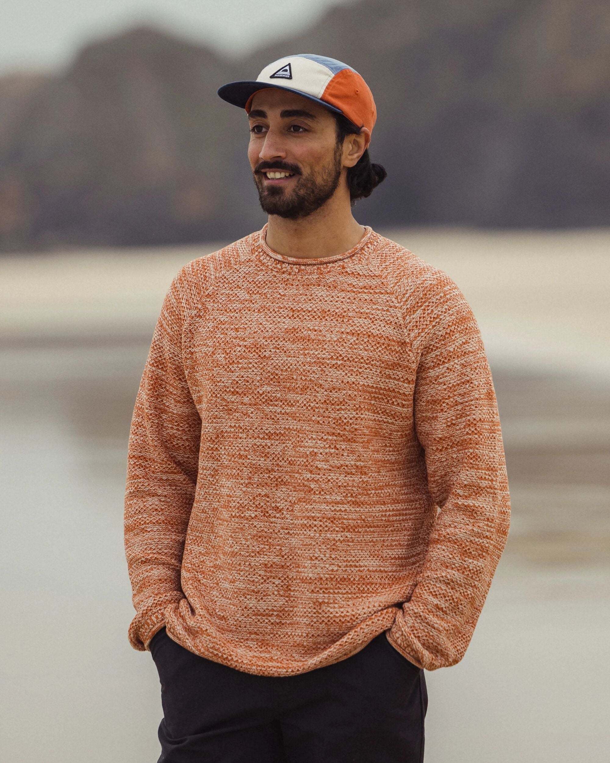 Shore Organic Cotton Knit Jumper - Sunset Orange