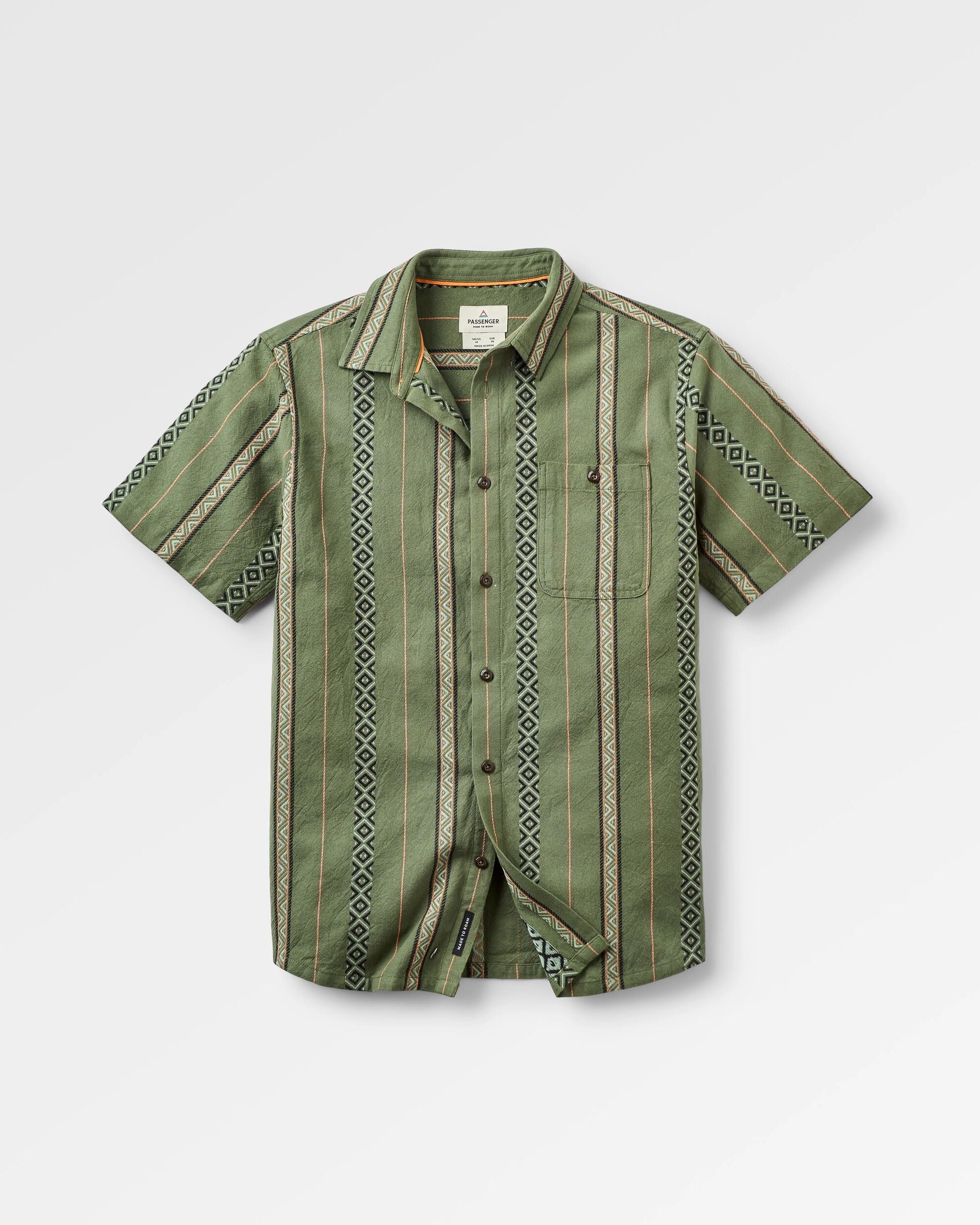 Chill Textured Short Sleeve Shirt - Wild Green Stripe